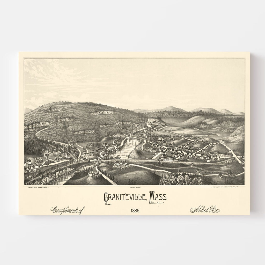 Vintage Map of Graniteville, Massachusetts 1886