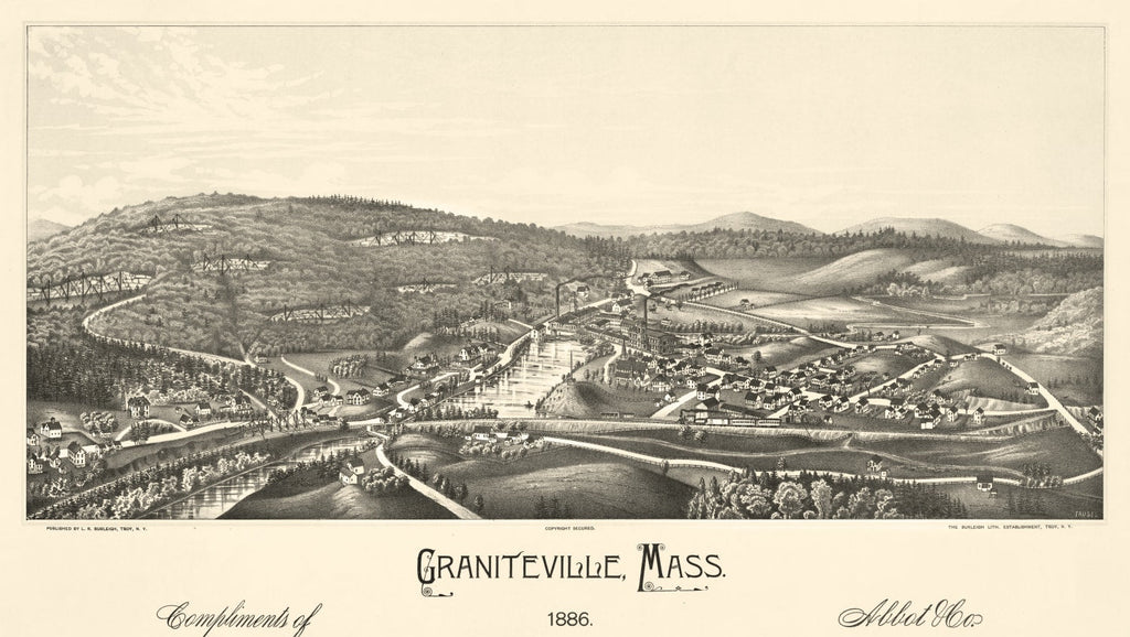 Vintage Map of Graniteville, Massachusetts 1886