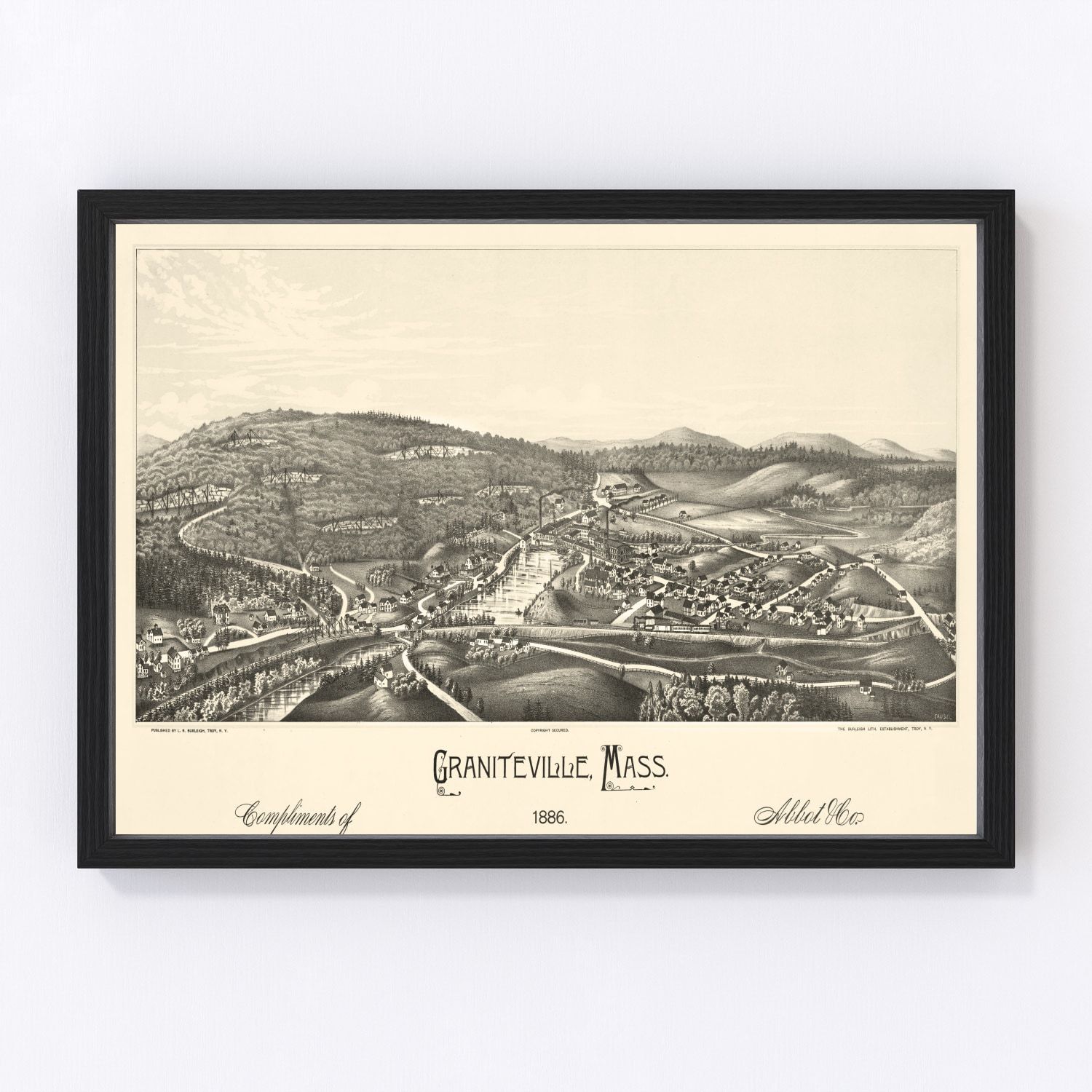 Vintage Map of Graniteville, Massachusetts 1886