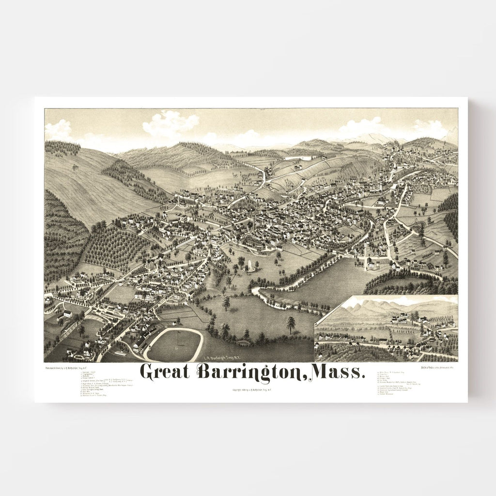 Vintage Map of Great Barrington, Massachusetts 1884