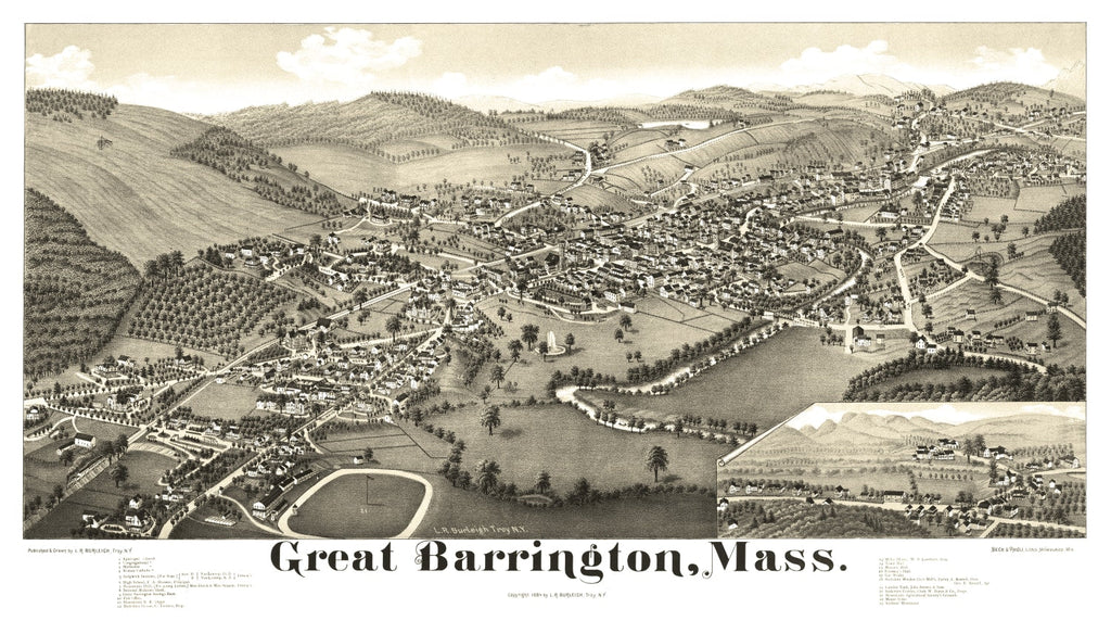 Vintage Map of Great Barrington, Massachusetts 1884