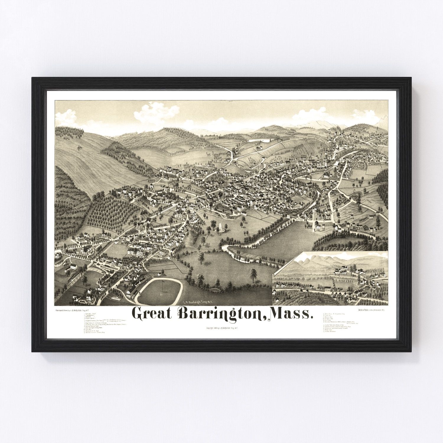 Vintage Map of Great Barrington, Massachusetts 1884