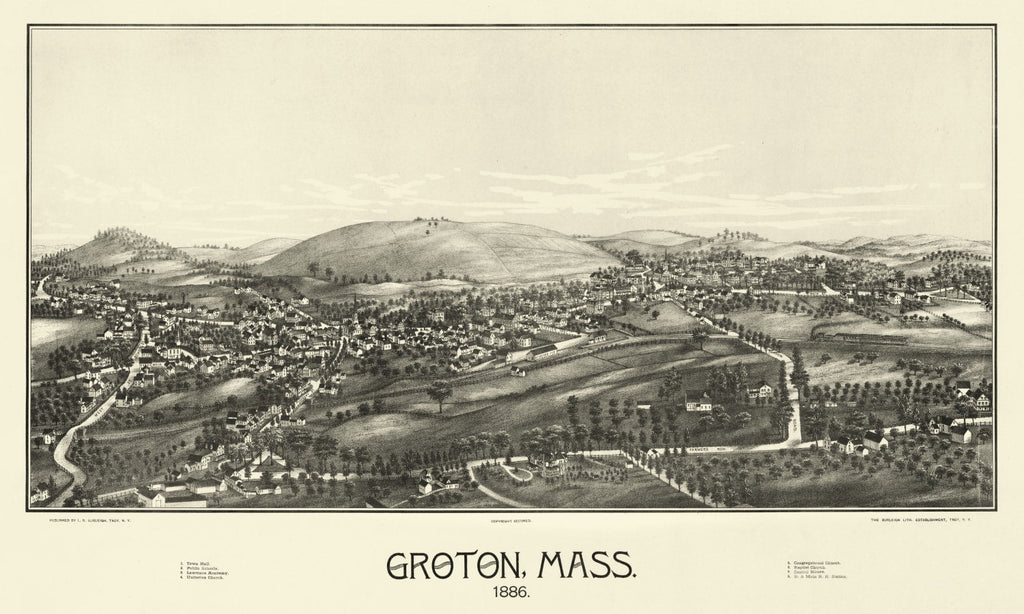 Vintage Map of Groton, Massachusetts 1886