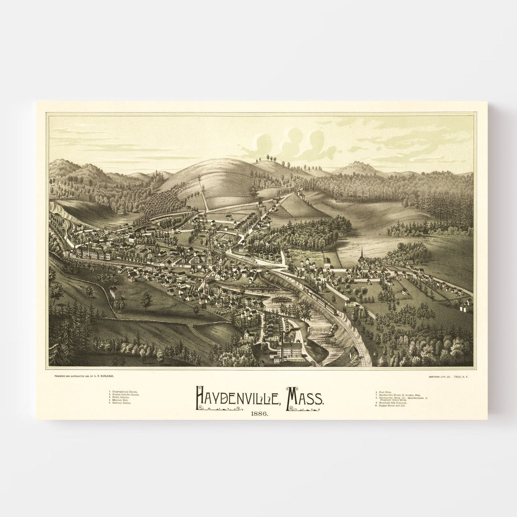 Vintage Map of Haydenville, Massachusetts 1886