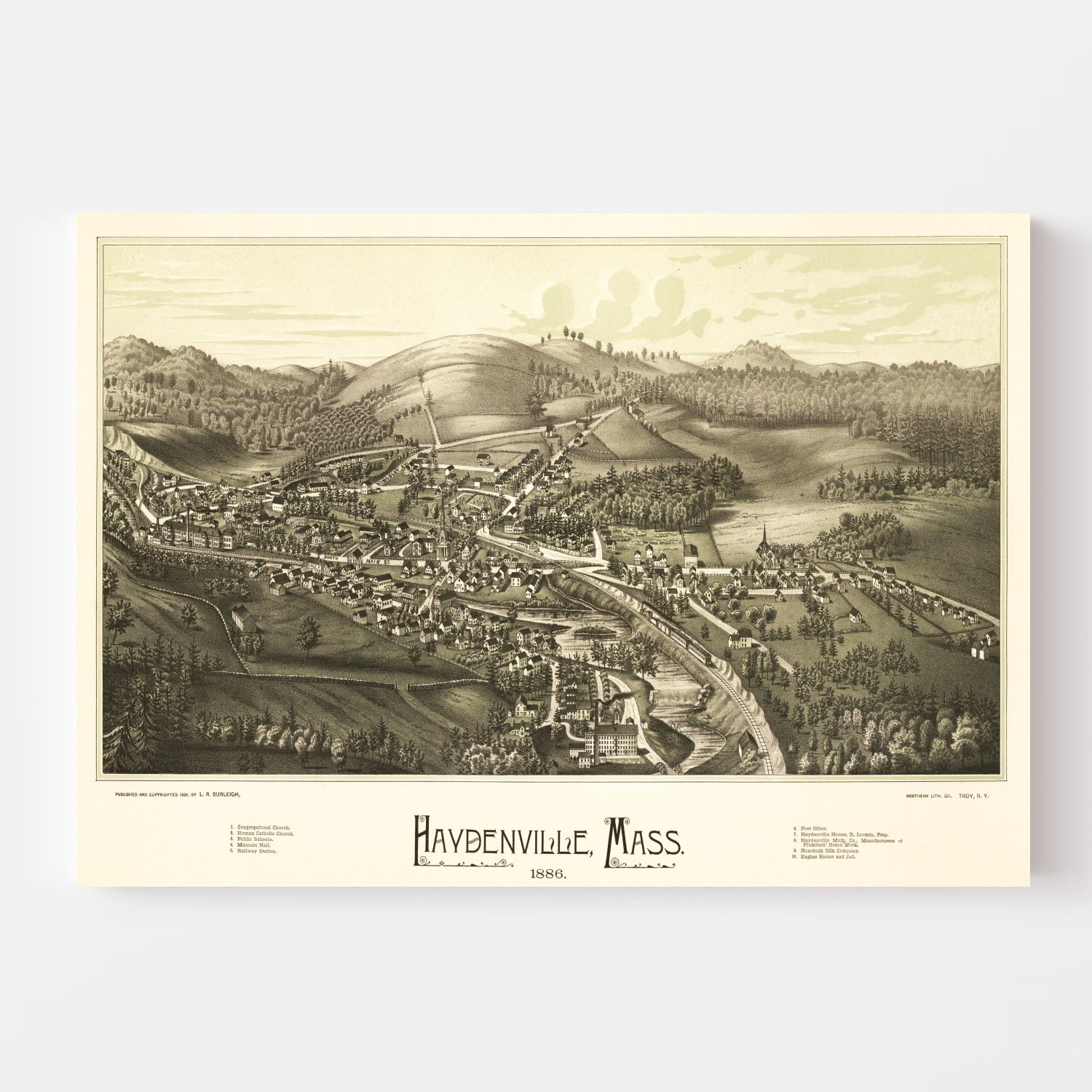 Vintage Map of Haydenville, Massachusetts 1886