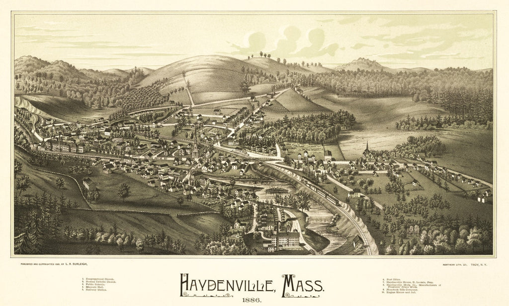Vintage Map of Haydenville, Massachusetts 1886