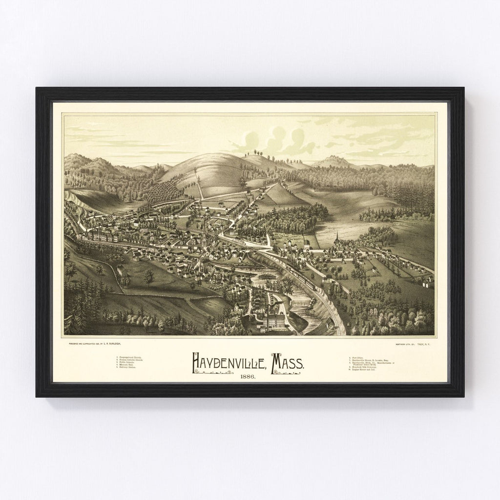 Vintage Map of Haydenville, Massachusetts 1886