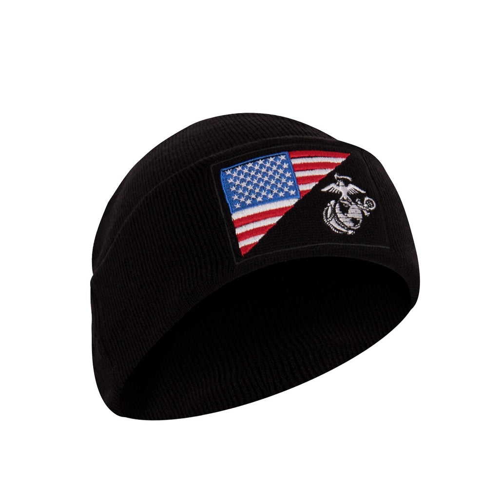 Rothco USMC Eagle, Globe and Anchor / US Flag Deluxe Fine Knit Watch Cap