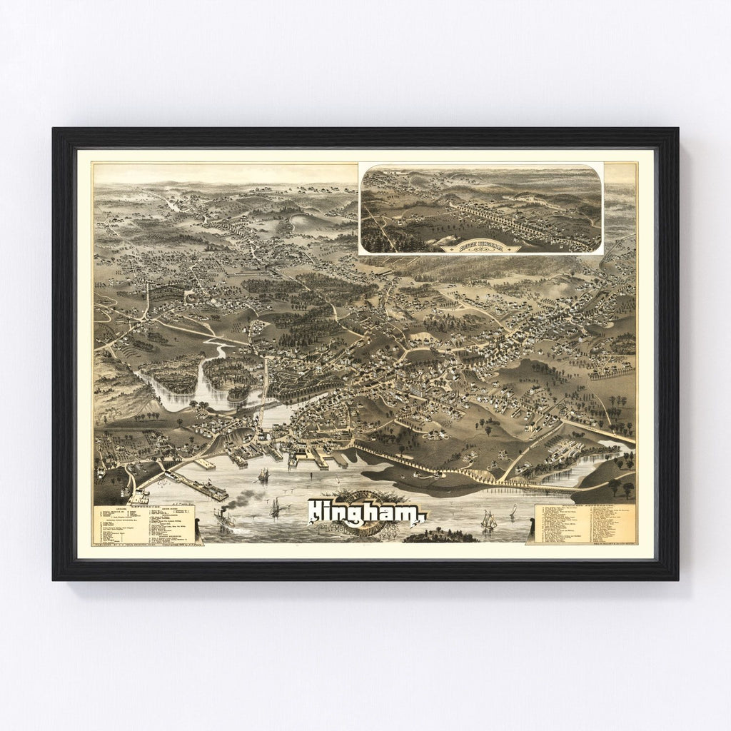 Vintage Map of Hingham, Massachusetts 1885