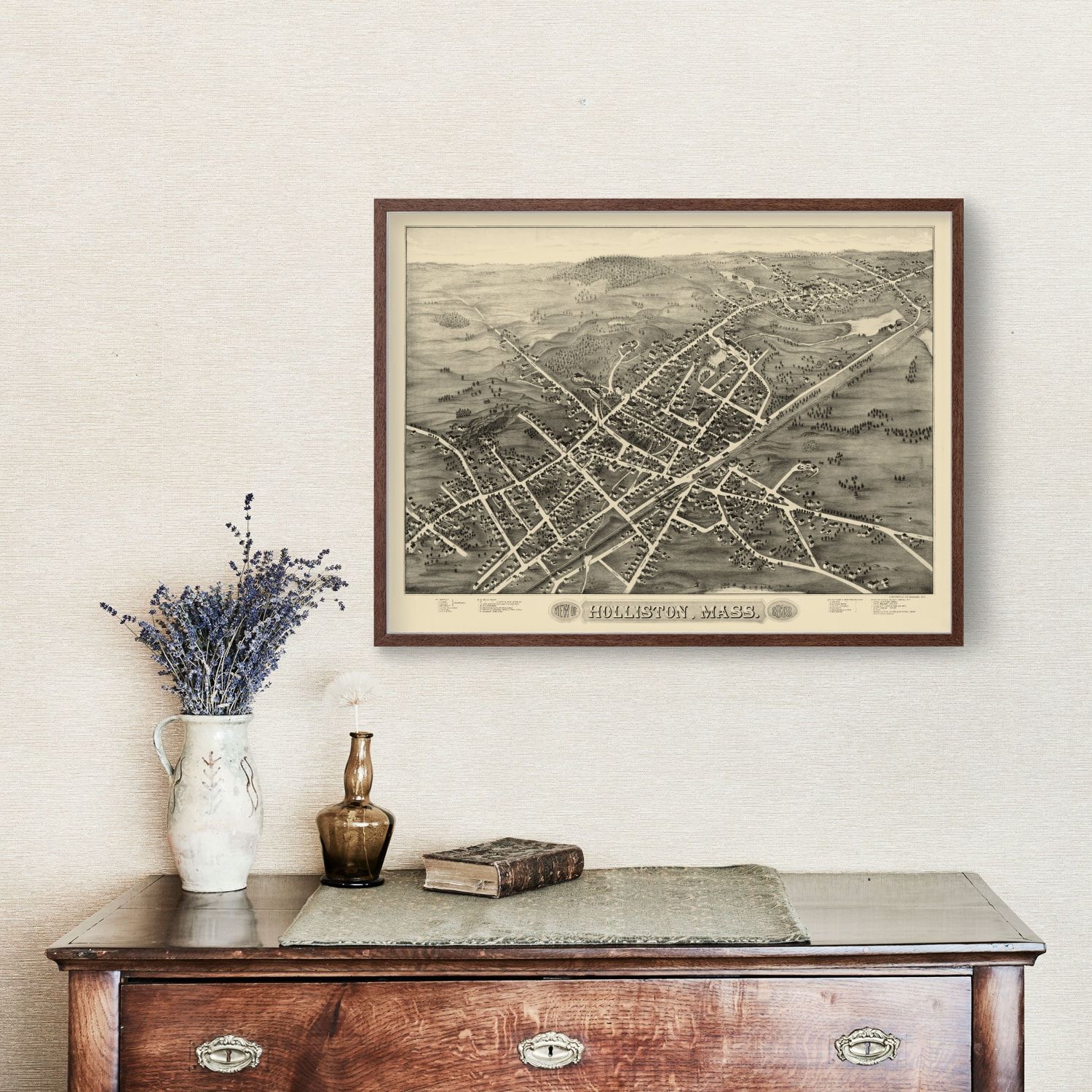 Vintage Map of Holliston, Massachusetts 1878