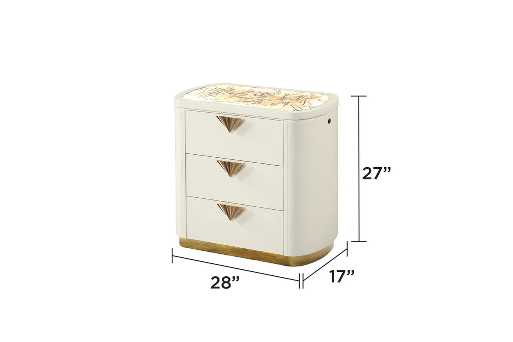 La Pierre Modern Style 4 Pc King Upholstered Bedroom Set Made with Wood and Gold Accents in Beige(NJ INVENTORY)