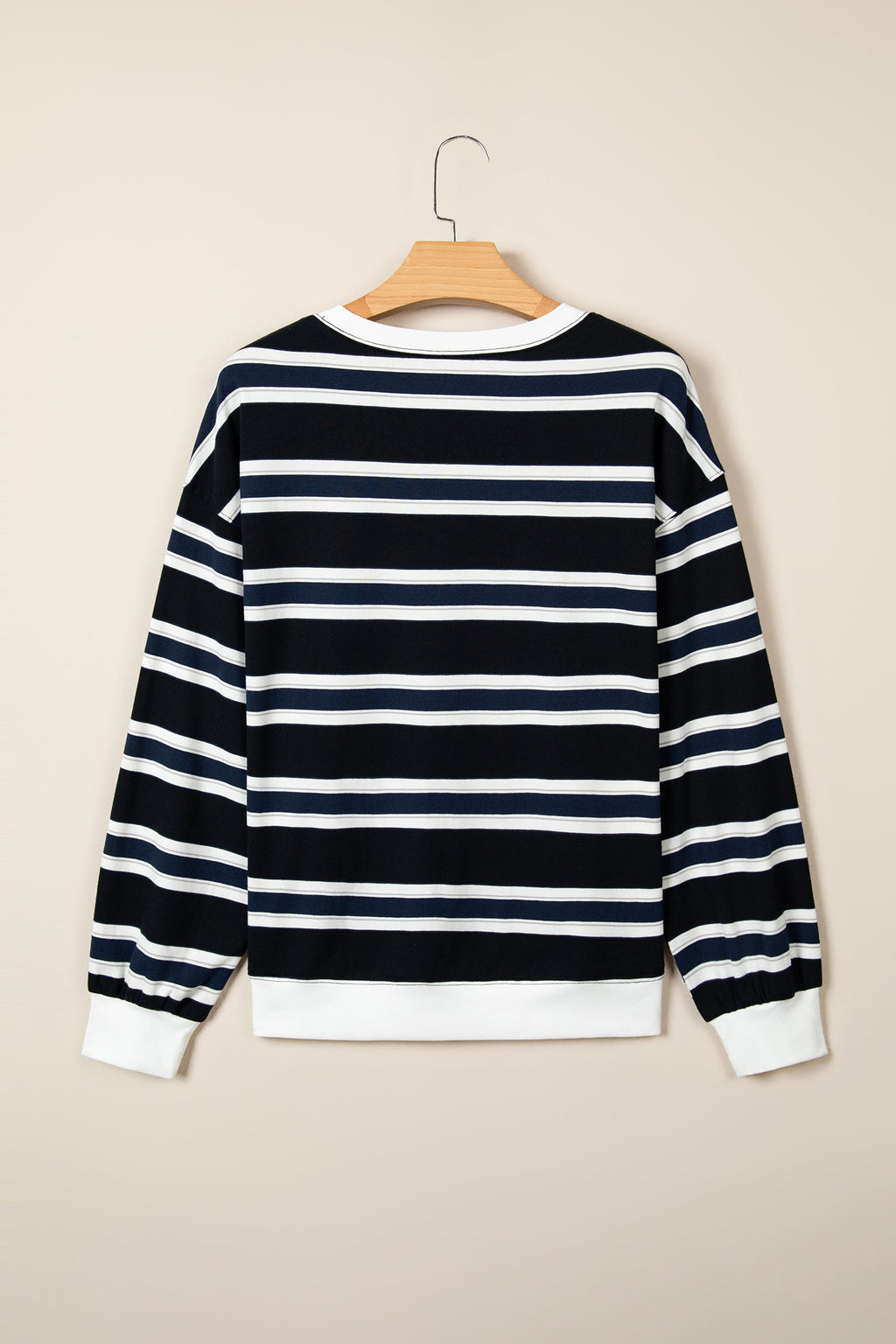 Stripe Colorblock Trim Drop Shoulder Sweatshirt