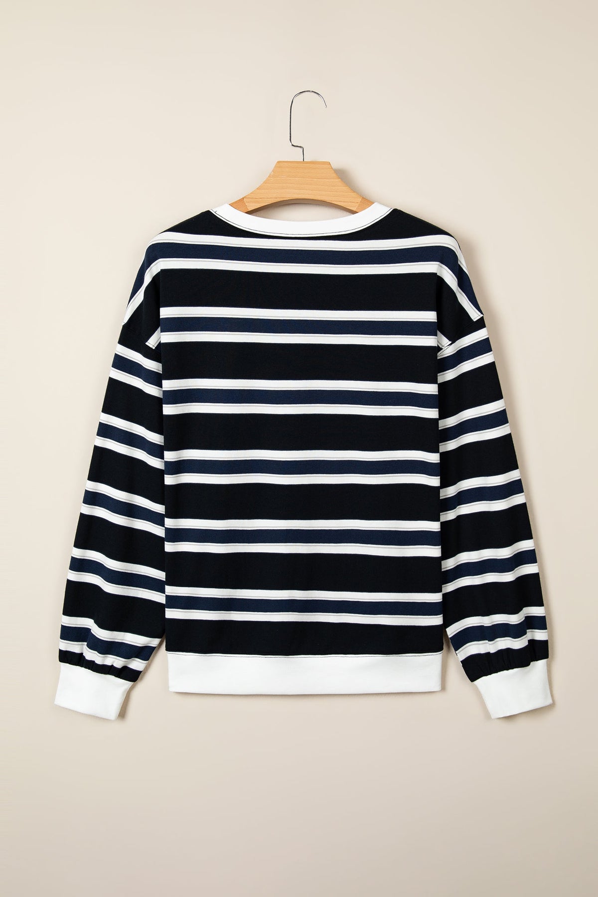 Stripe Colorblock Trim Drop Shoulder Sweatshirt