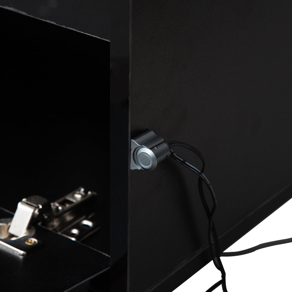 Floating TV Stand, Wall Mounted TV Shelf with Led Lights & Power Outlet,High Gloss TV Cabinet for Black tv Stands for Living Room