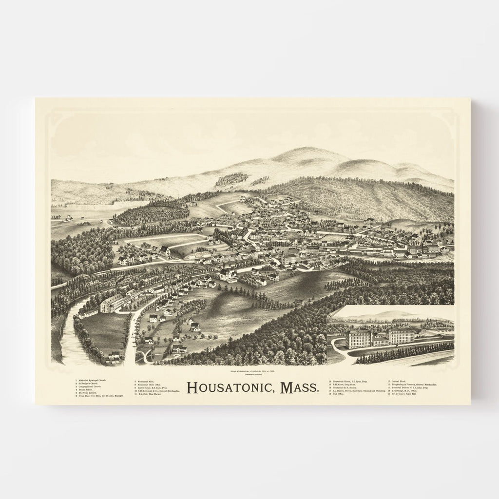 Vintage Map of Housatonic, Massachusetts 1890