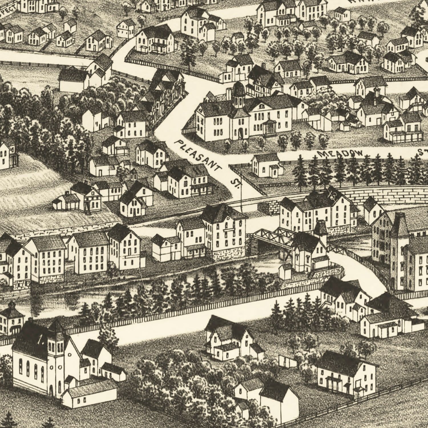 Vintage Map of Housatonic, Massachusetts 1890
