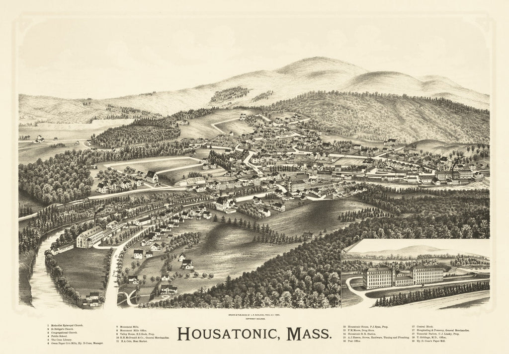 Vintage Map of Housatonic, Massachusetts 1890