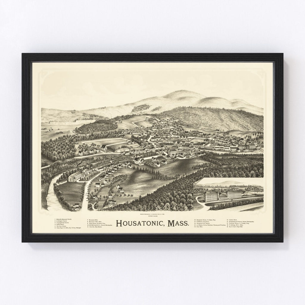 Vintage Map of Housatonic, Massachusetts 1890
