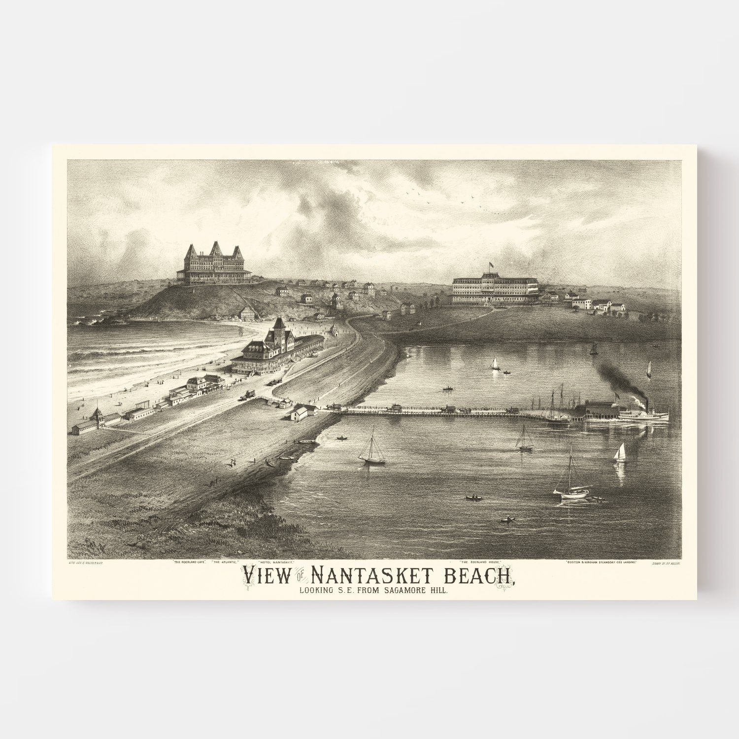 Vintage Map of Nantasket Beach, Massachusetts 1879