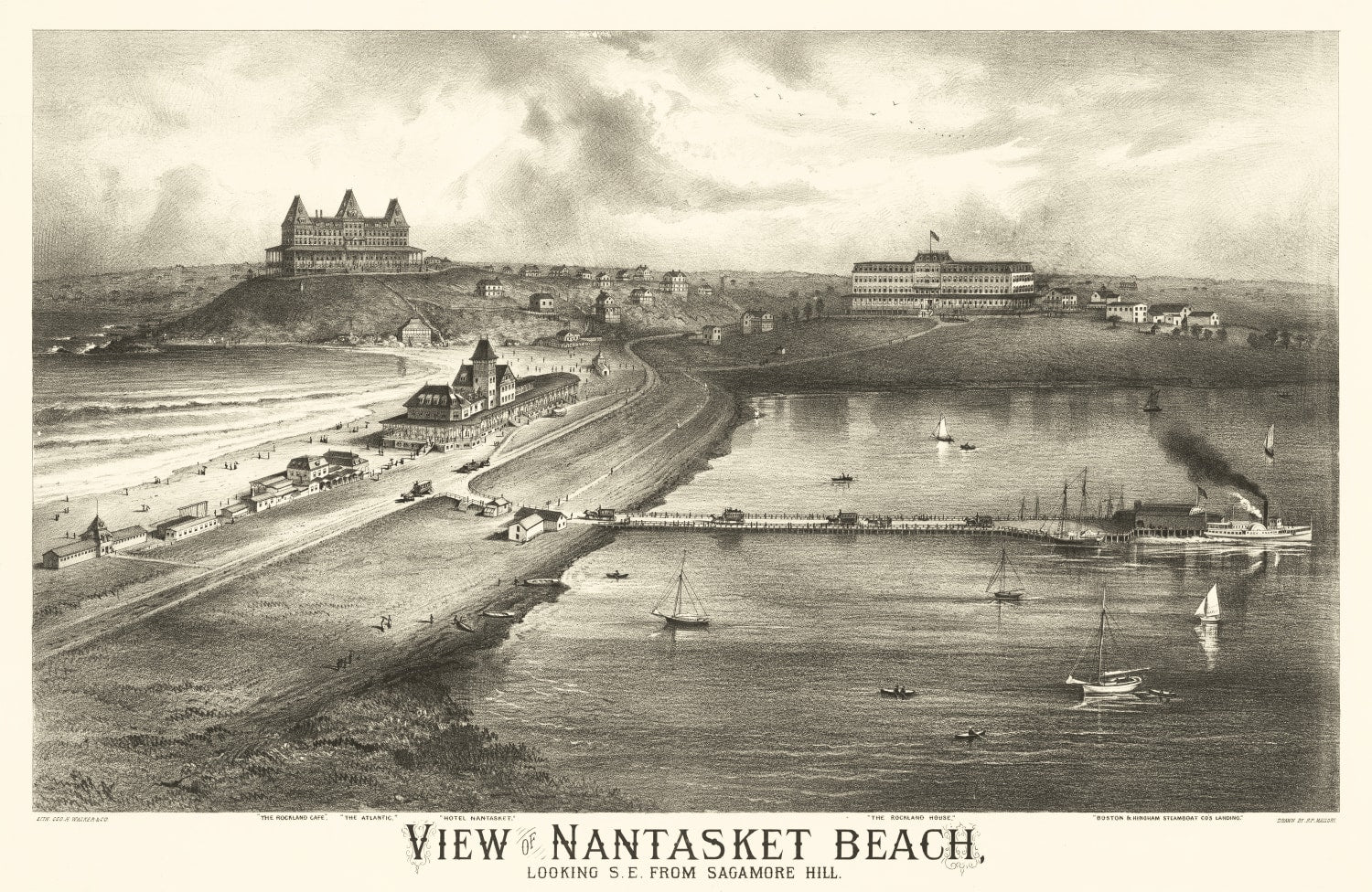 Vintage Map of Nantasket Beach, Massachusetts 1879