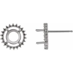 Platinum 6 mm Round Halo-Style Earring Mounting