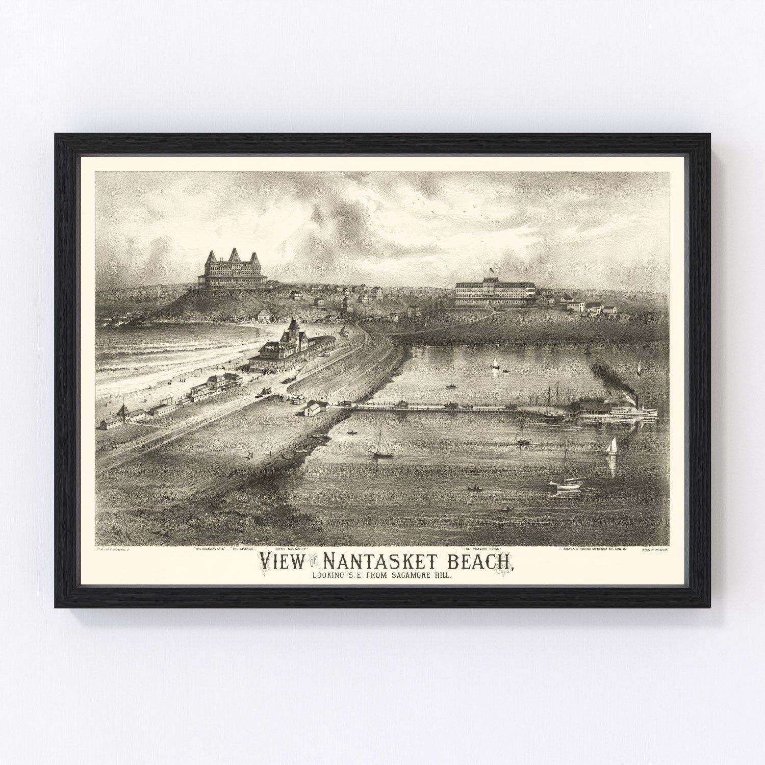 Vintage Map of Nantasket Beach, Massachusetts 1879