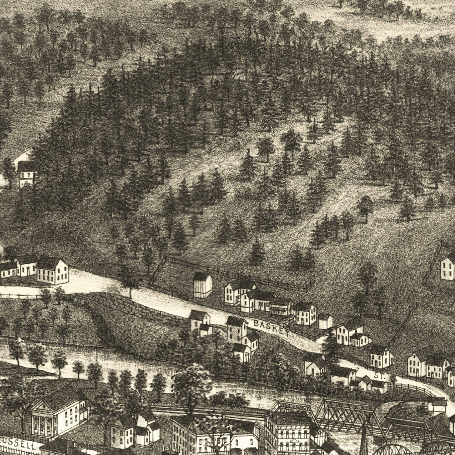 Vintage Map of Huntington, Massachusetts 1886