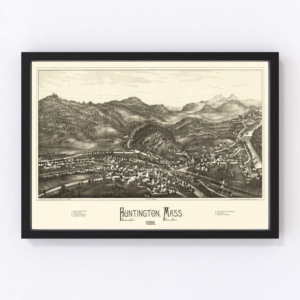 Vintage Map of Huntington, Massachusetts 1886