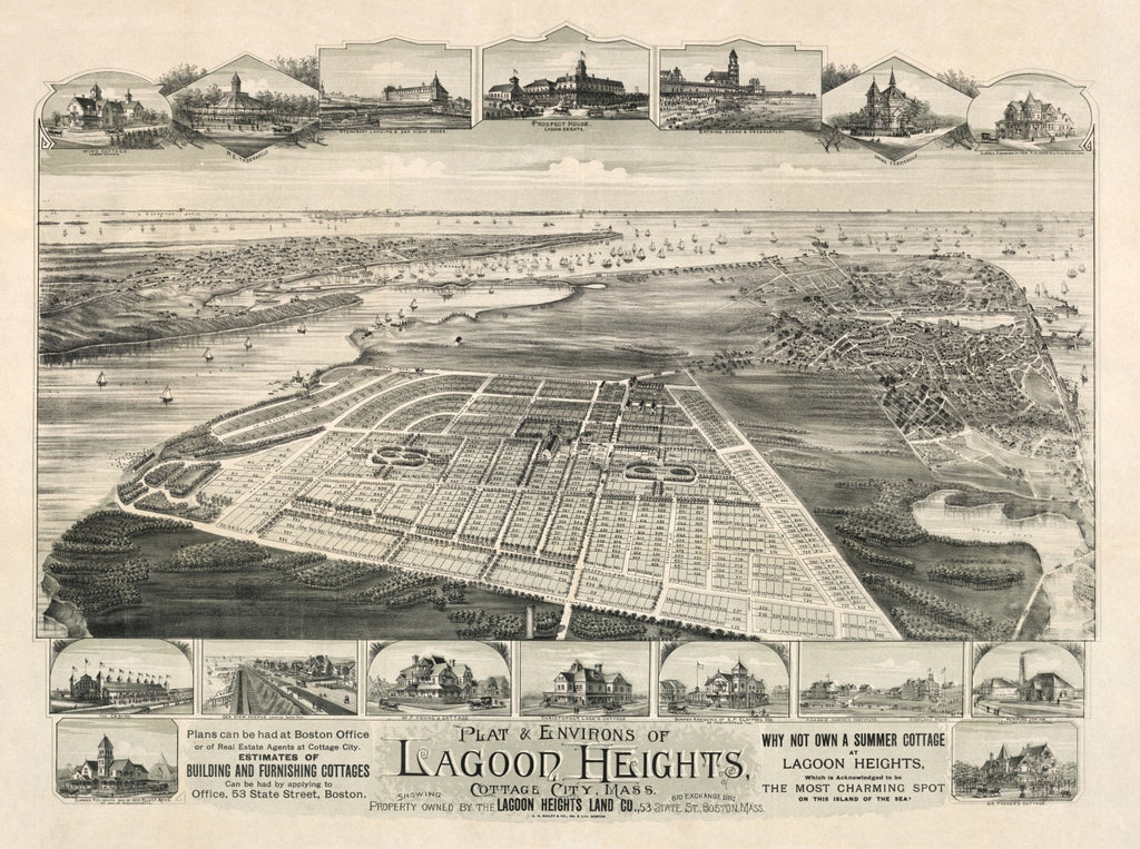 Vintage Map of Lagoon Heights, Massachusetts 1880