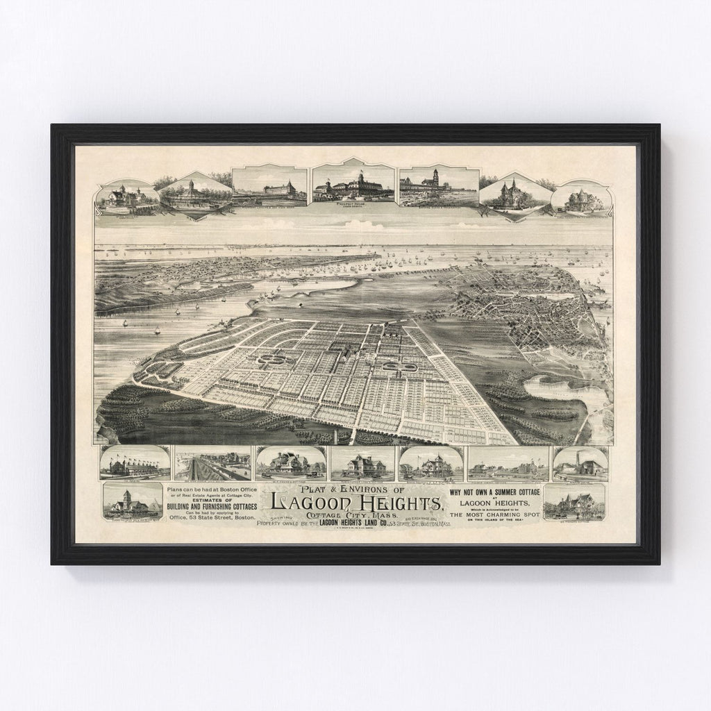Vintage Map of Lagoon Heights, Massachusetts 1880