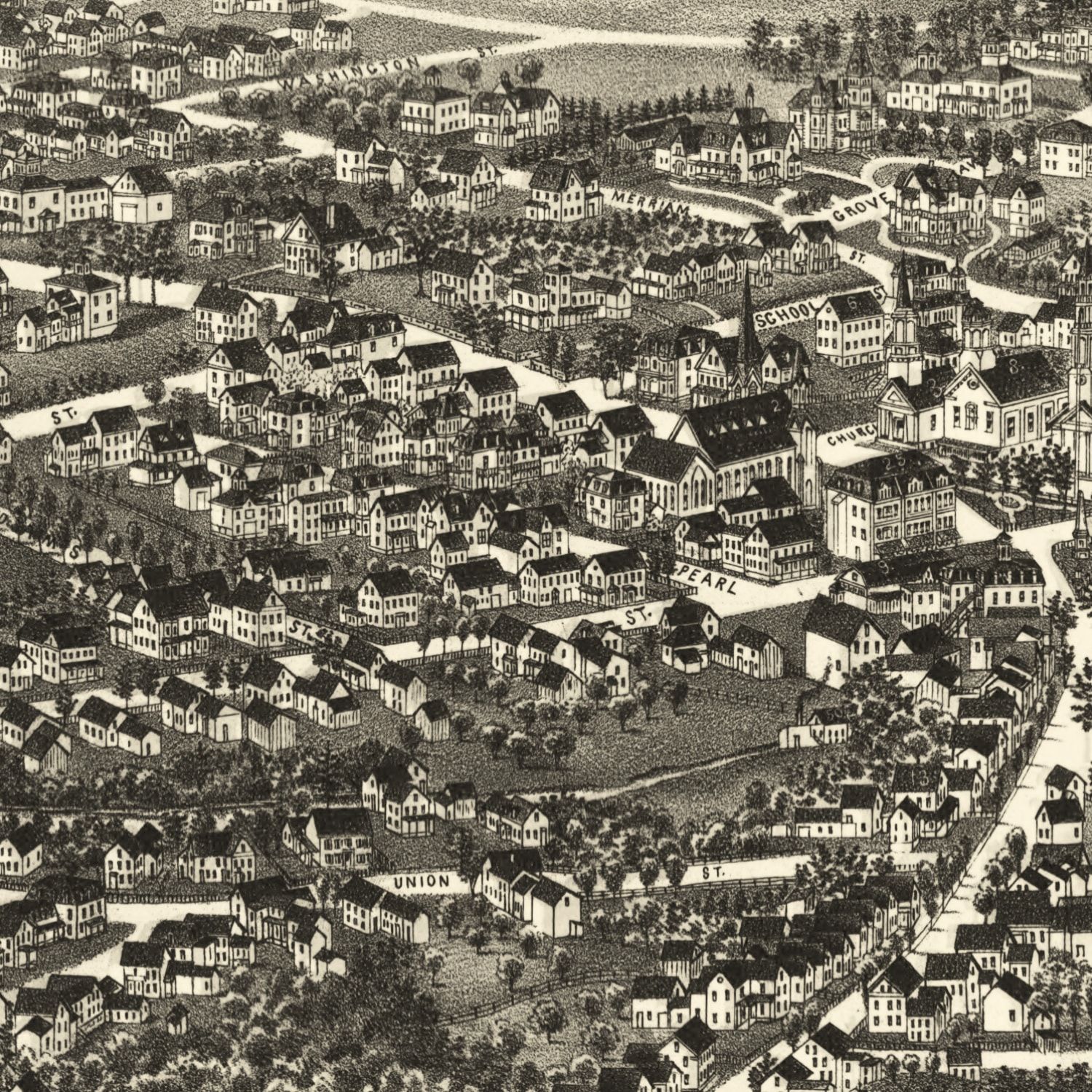 Vintage Map of Leominster, Massachusetts 1886
