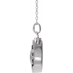 Sterling Silver 6x4 mm Oval January Birthstone Ash Holder 18" Necklace