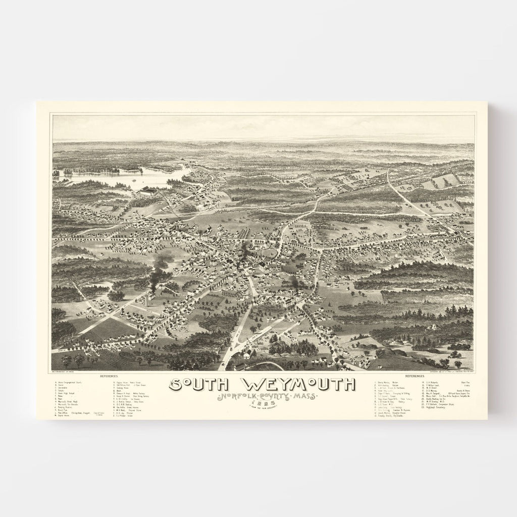 Vintage Map of South Weymouth, Massachusetts 1885