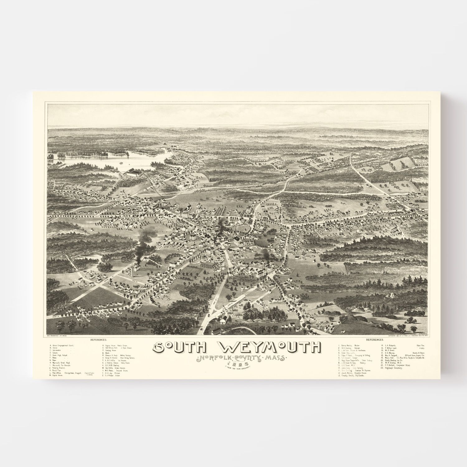 Vintage Map of South Weymouth, Massachusetts 1885