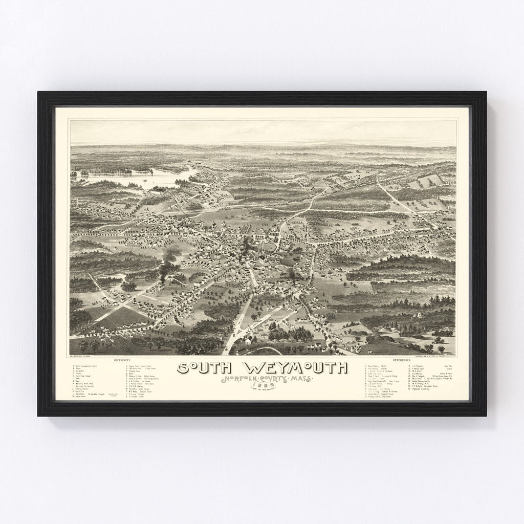 Vintage Map of South Weymouth, Massachusetts 1885