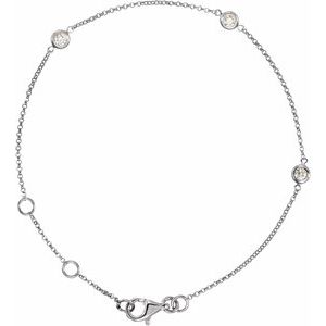 14K Rose Gold 1/6 CTW Natural Diamond Bezel-Set 3-Station 5 1/2-7" Bracelet – image 4