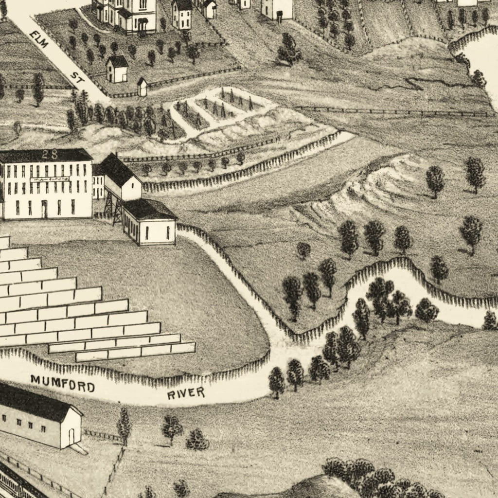 Vintage Map of Uxbridge, Massachusetts 1880