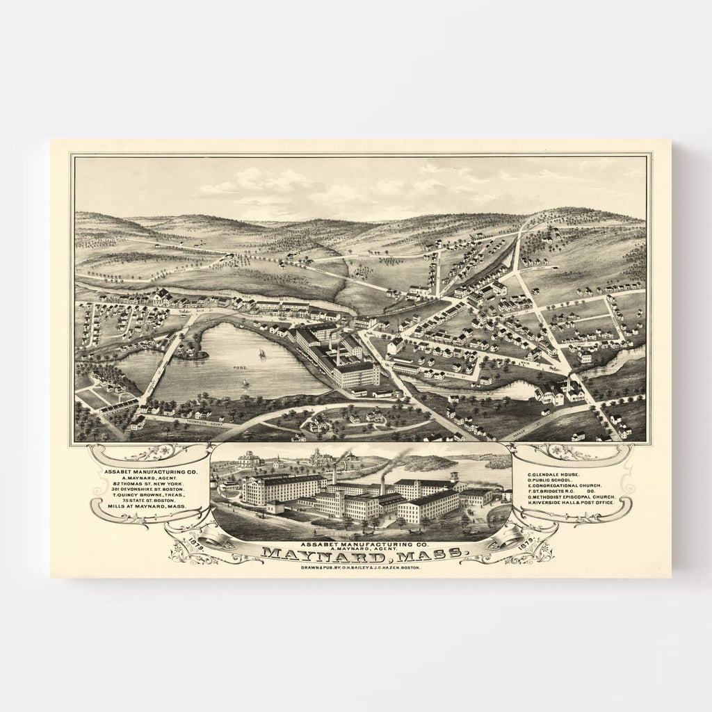 Vintage Map of Maynard, Massachusetts 1879
