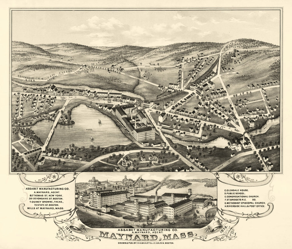 Vintage Map of Maynard, Massachusetts 1879