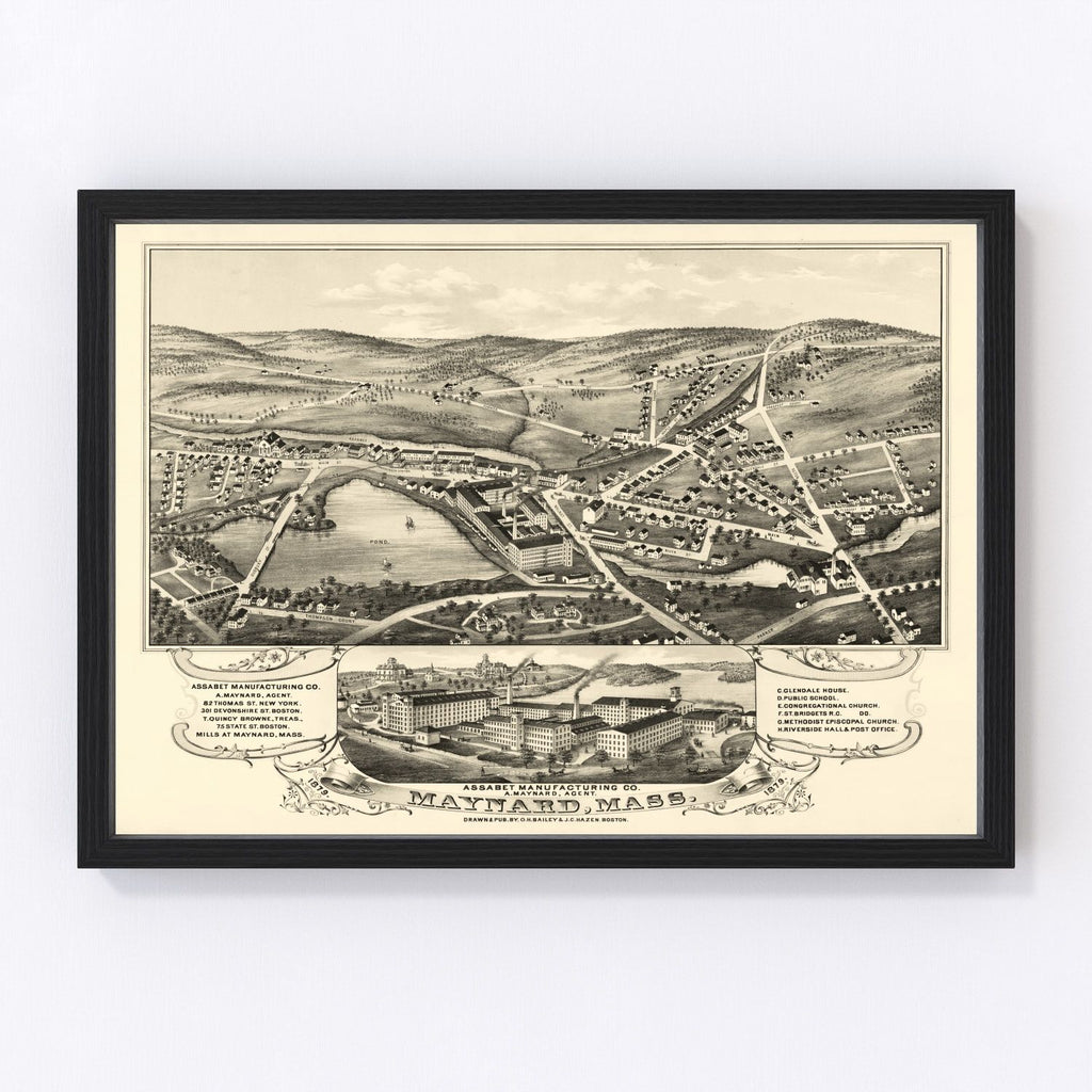 Vintage Map of Maynard, Massachusetts 1879