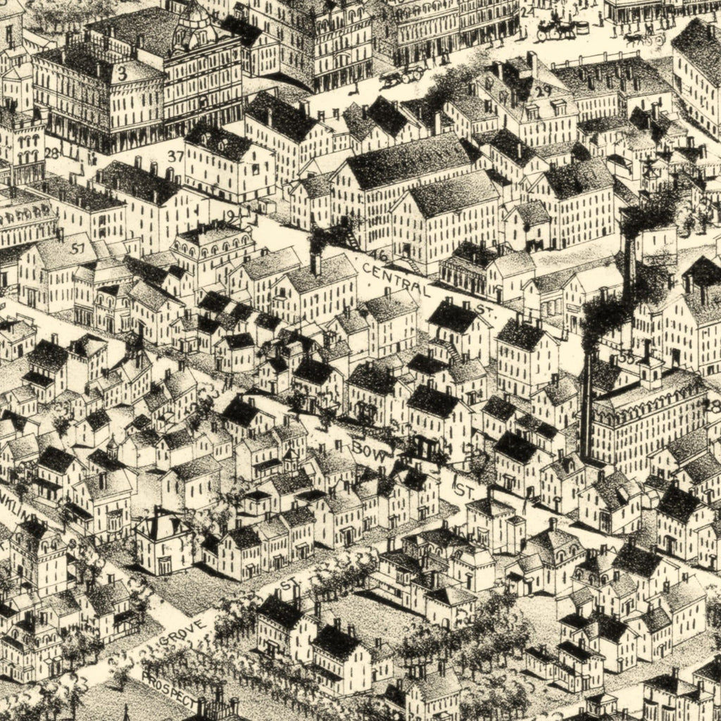 Vintage Map of Milford, Massachusetts 1888