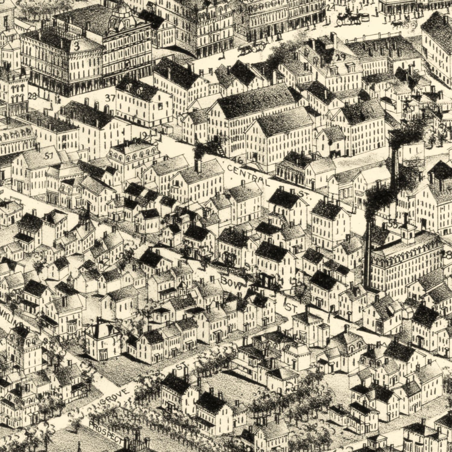 Vintage Map of Milford, Massachusetts 1888