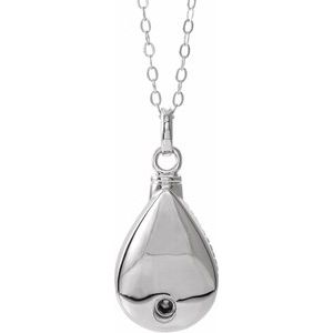 Sterling Silver 6x4 mm Oval March Birthstone Ash Holder 18" Necklace