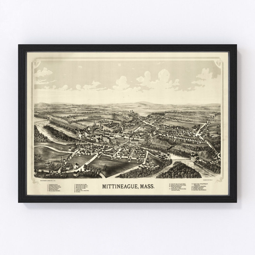 Vintage Map of Mittineague, Massachusetts 1889