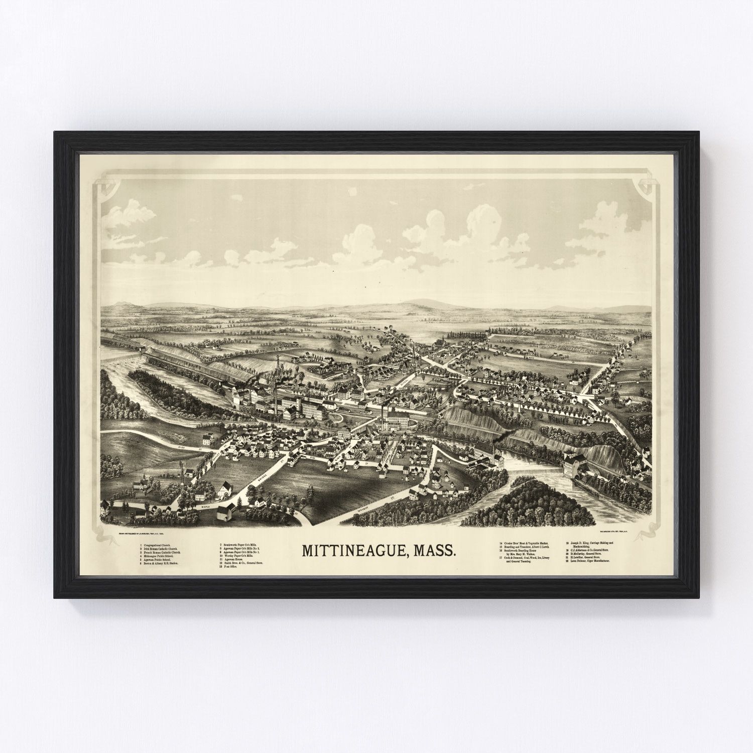 Vintage Map of Mittineague, Massachusetts 1889