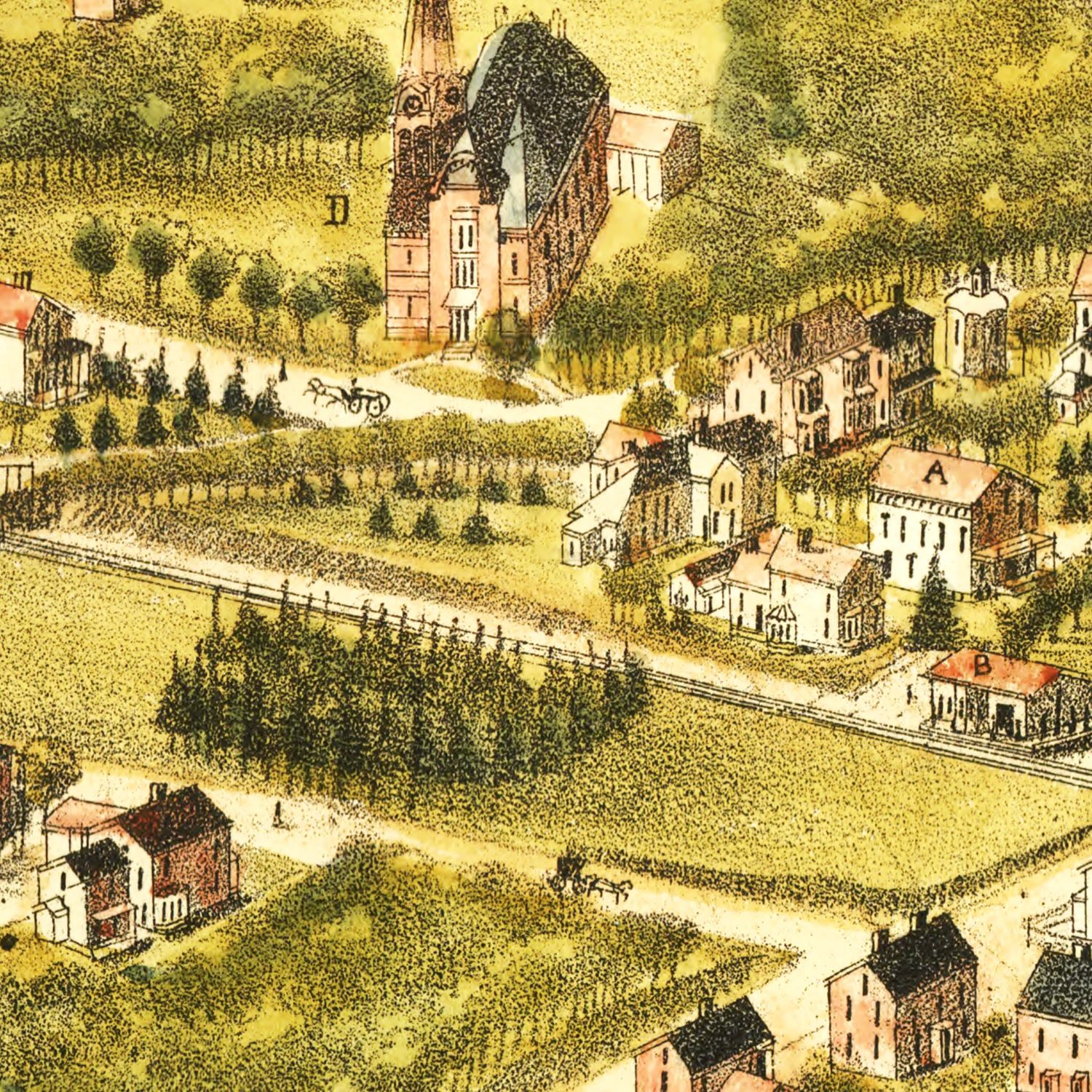 Vintage Map of Highlandville, Massachusetts 1887