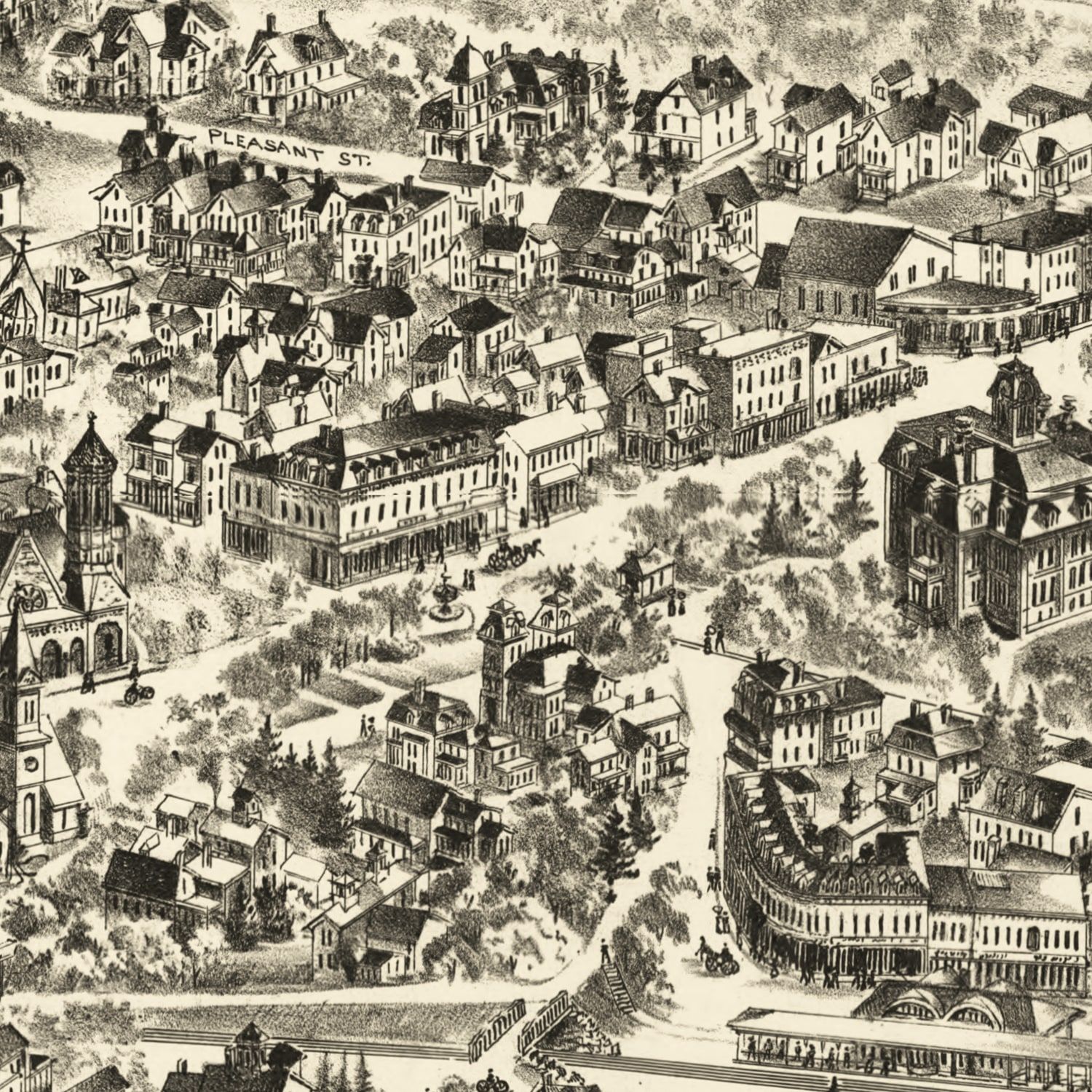 Vintage Map of Newton Centre, Massachusetts 1897