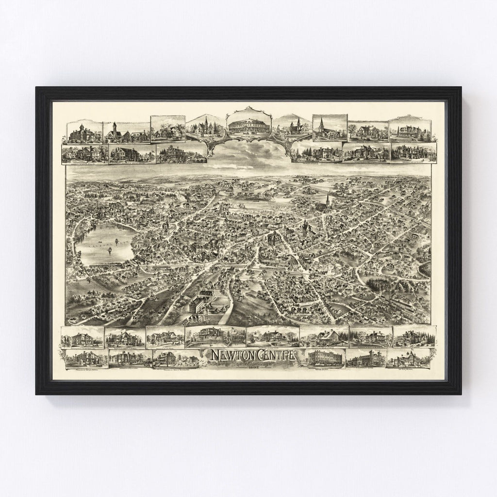 Vintage Map of Newton Centre, Massachusetts 1897