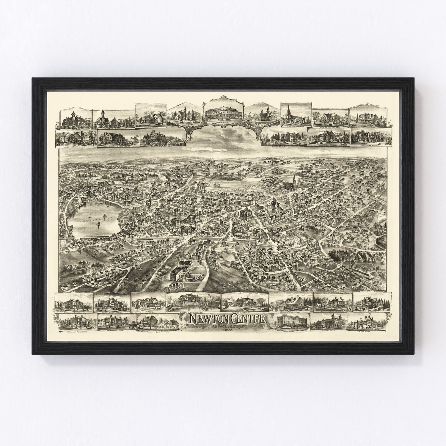 Vintage Map of Newton Centre, Massachusetts 1897