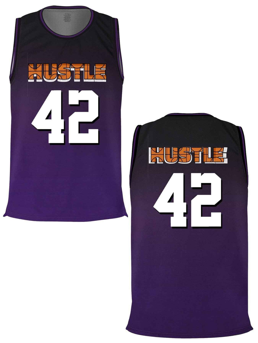 Hustle 42 Adult Purple Basketball Jersey | Ships From USA